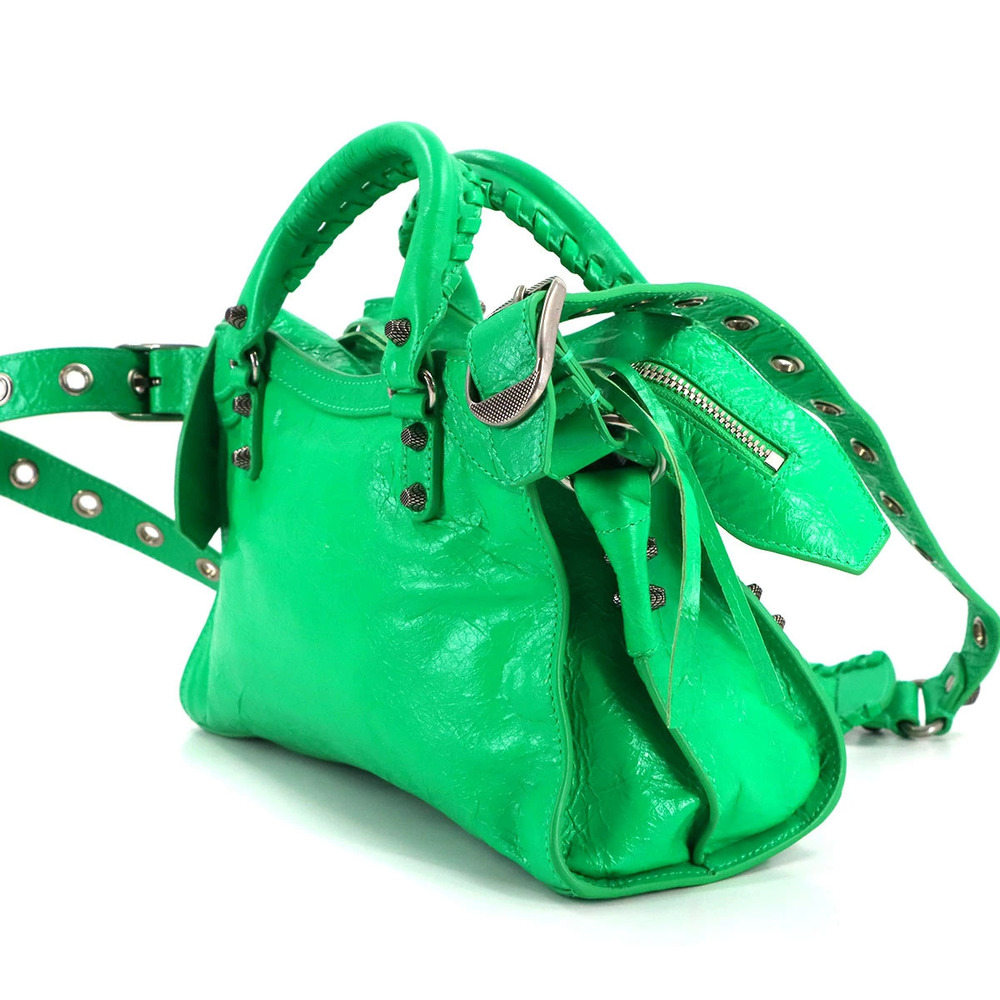 Balenciaga Neo Cagole XS Hand Shoulder Bag Leather Vivid Green - Picture 4 of 8